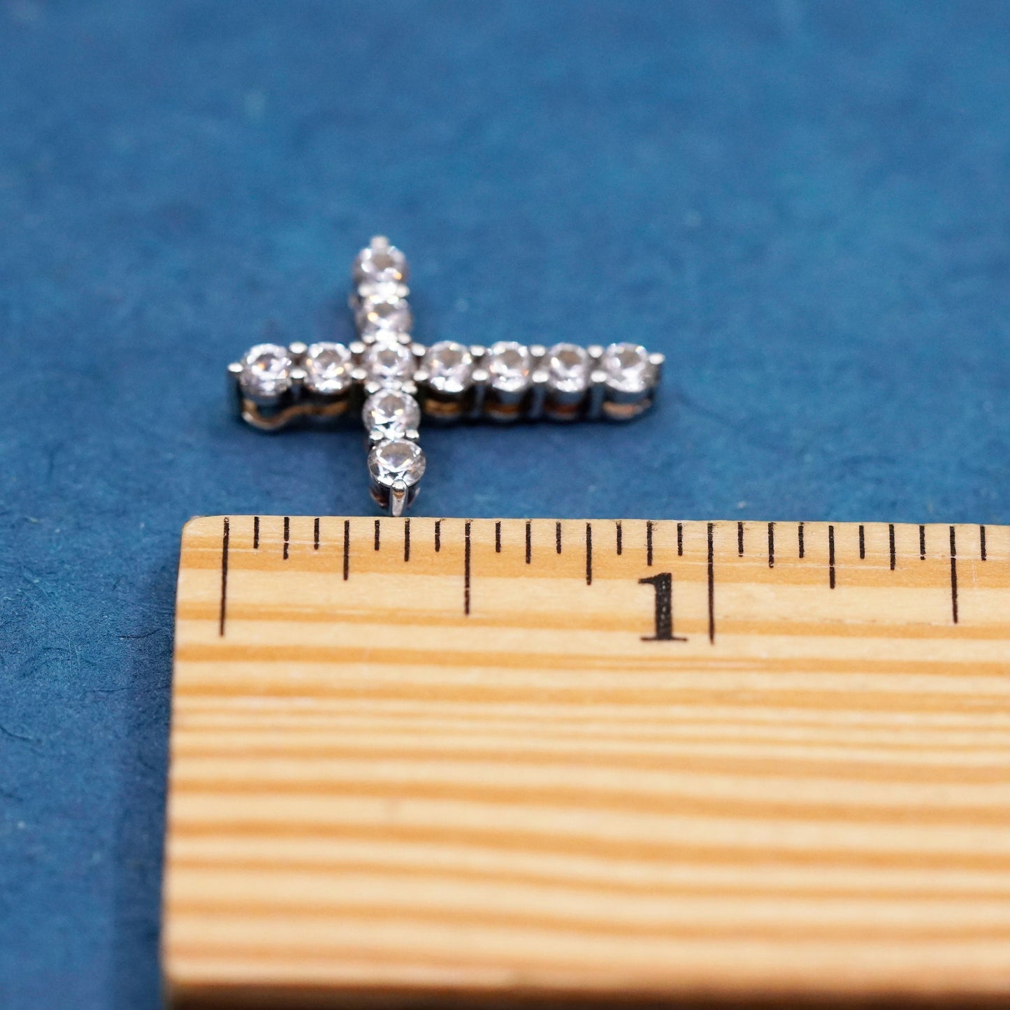 Vintage Sterling silver handmade pendant, 925 cross with cz