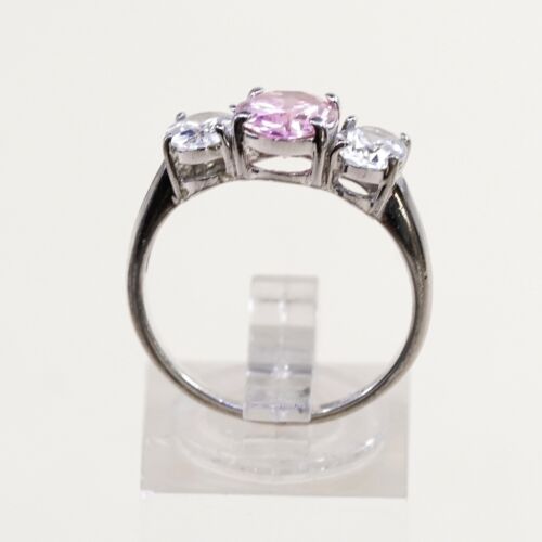 Sz 8, Sterling Ring, 925 Silver Fashion Engagement Ring W/ Pink N Clear Cz