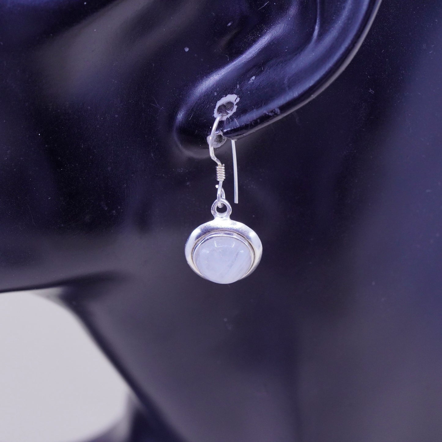 Vintage Sterling 925 silver handmade earrings with moonstone drops
