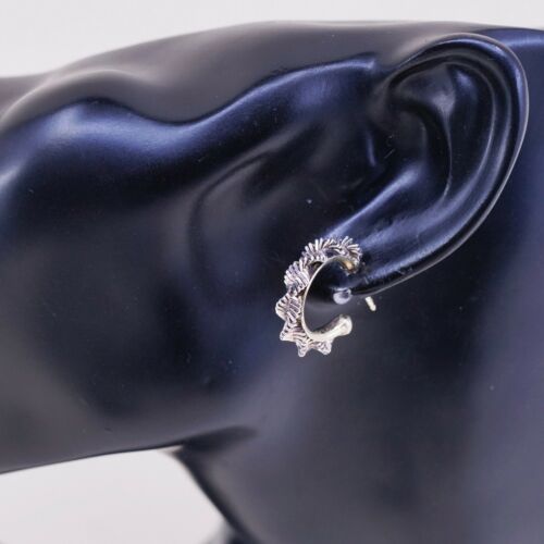 0.75”, Two Tone 925 Sterling Silver Handmade Earrings Twisted Chain Studs huggie