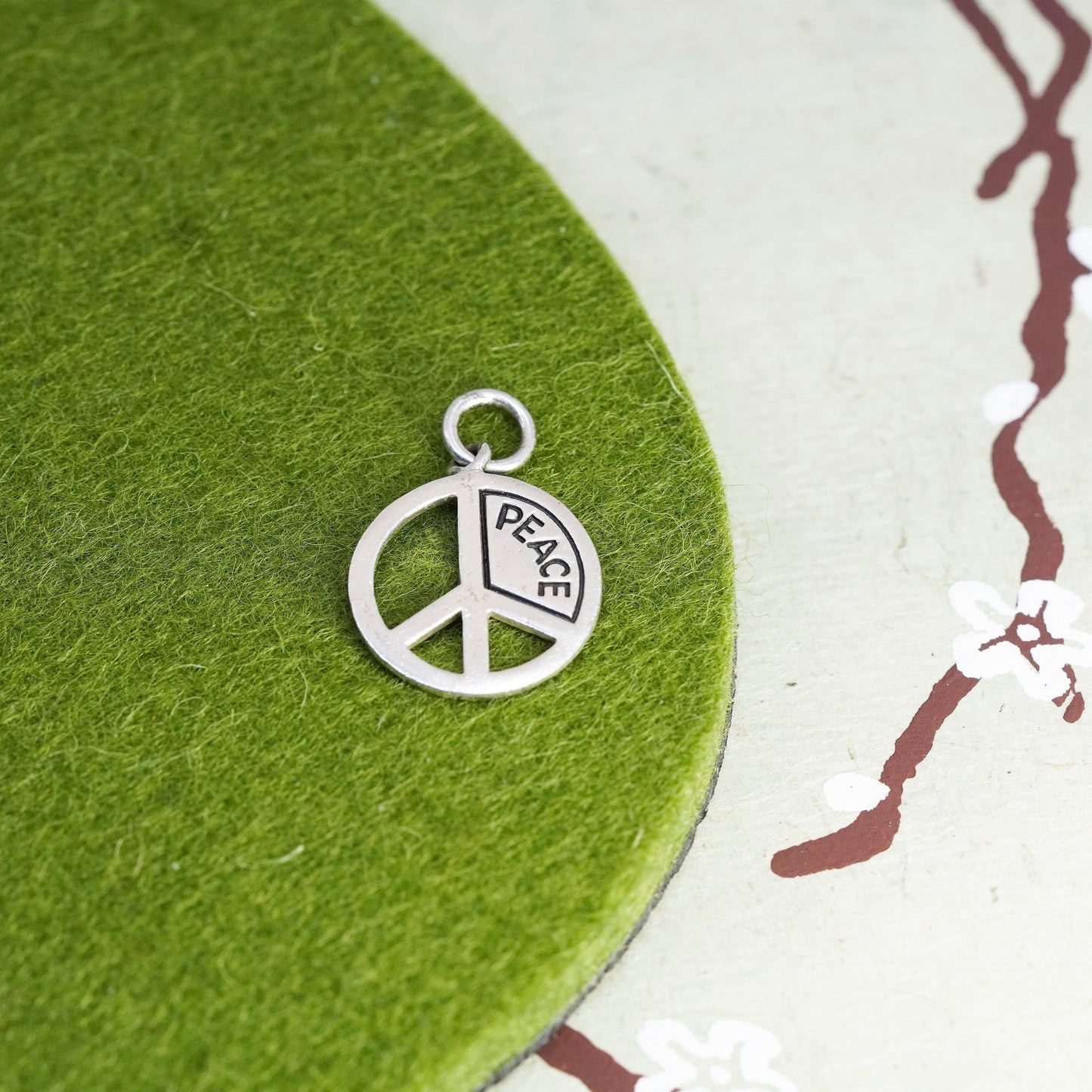 Vintage Sterling silver handmade pendant, 925 peace symbol, CND symbol