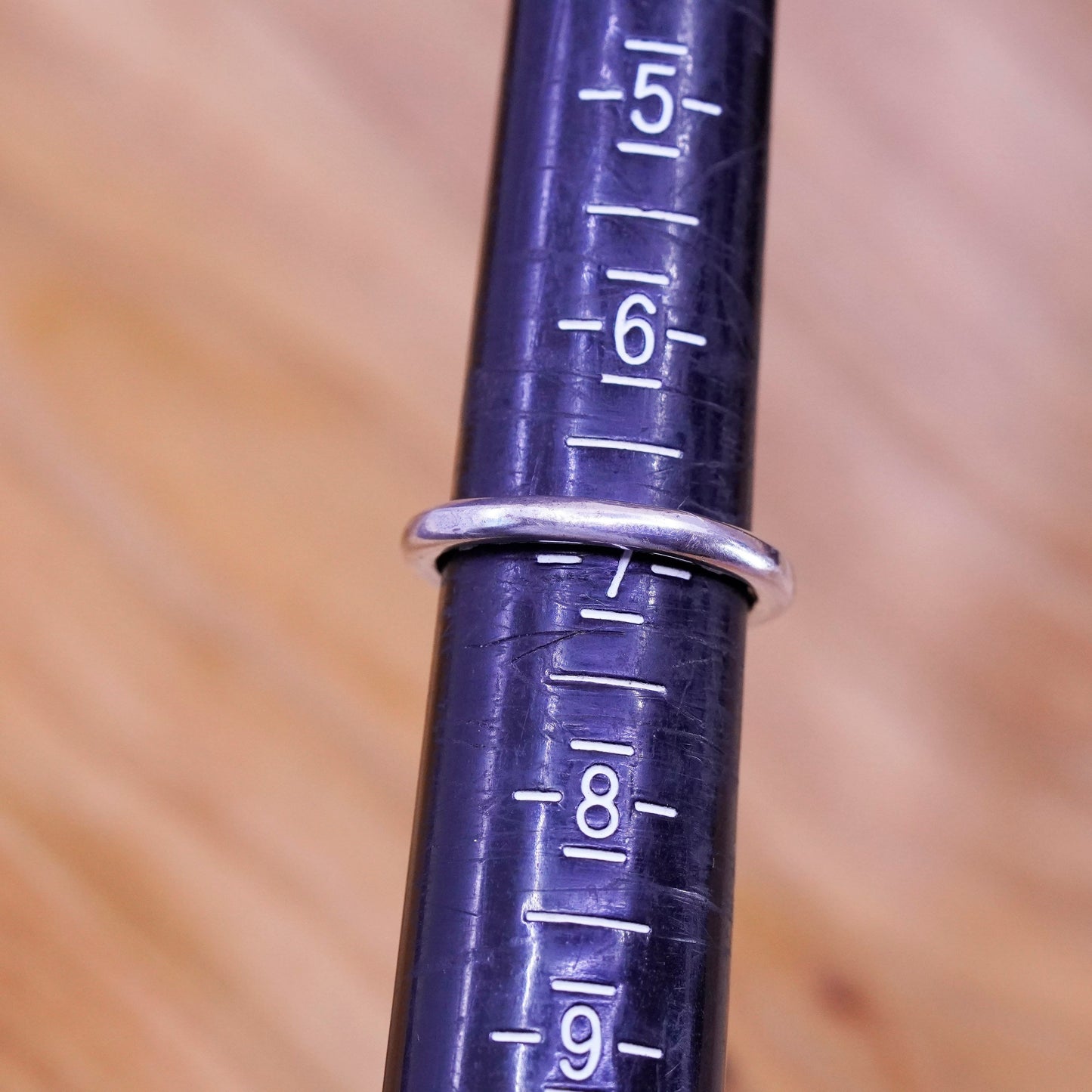 Size 7, vintage Sterling silver handmade ring, 925 stackable band with cz