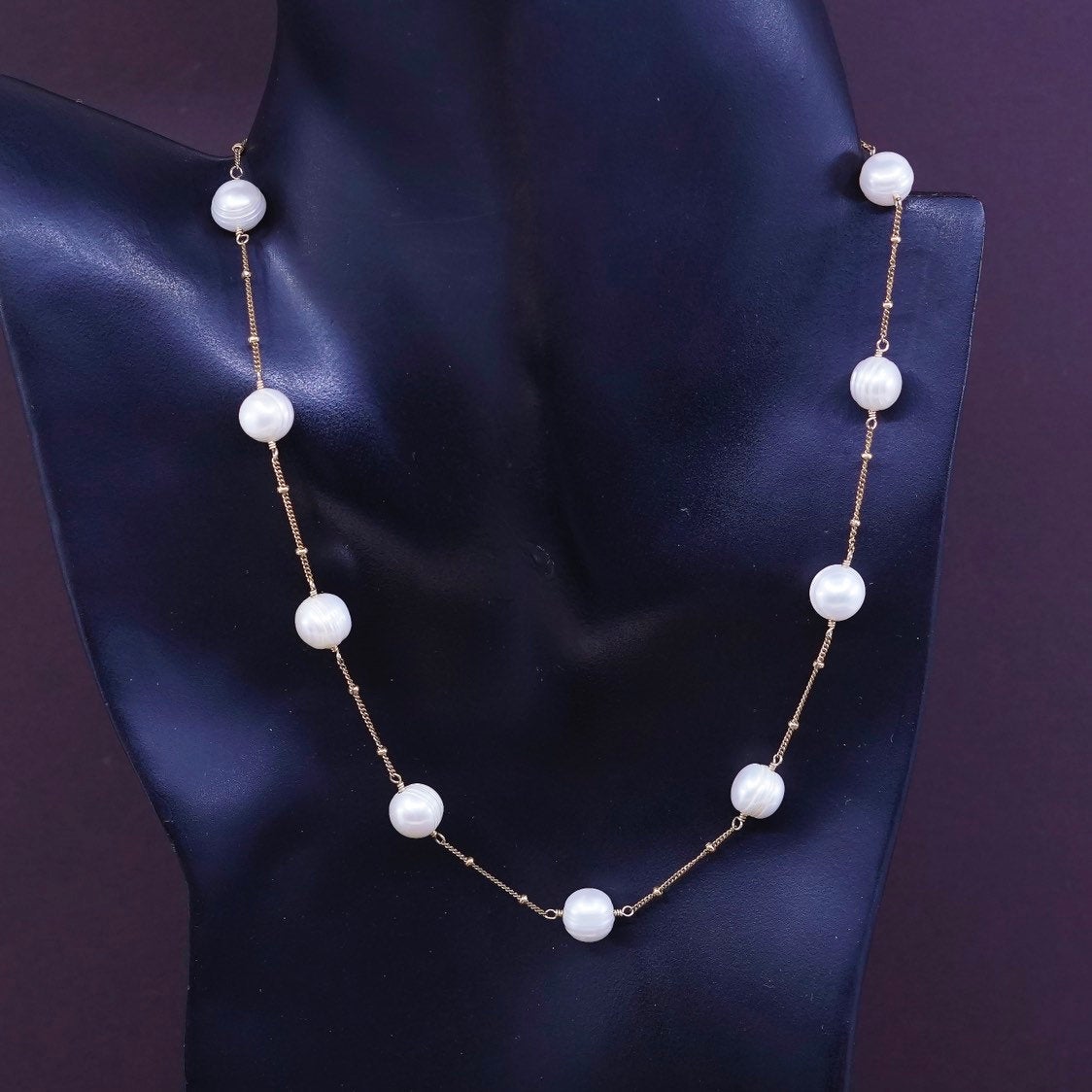 17", 14/20 14K gold filled handmade necklace, beads chain w/ pearl