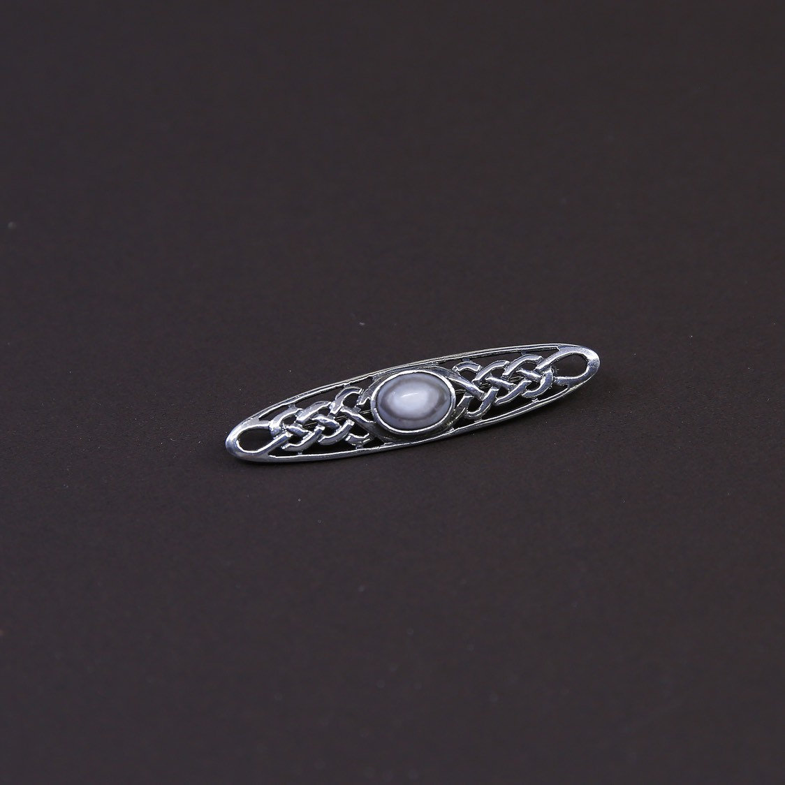 vtg antique Sterling Silver Handmade brooch, 925 filigree with abalone