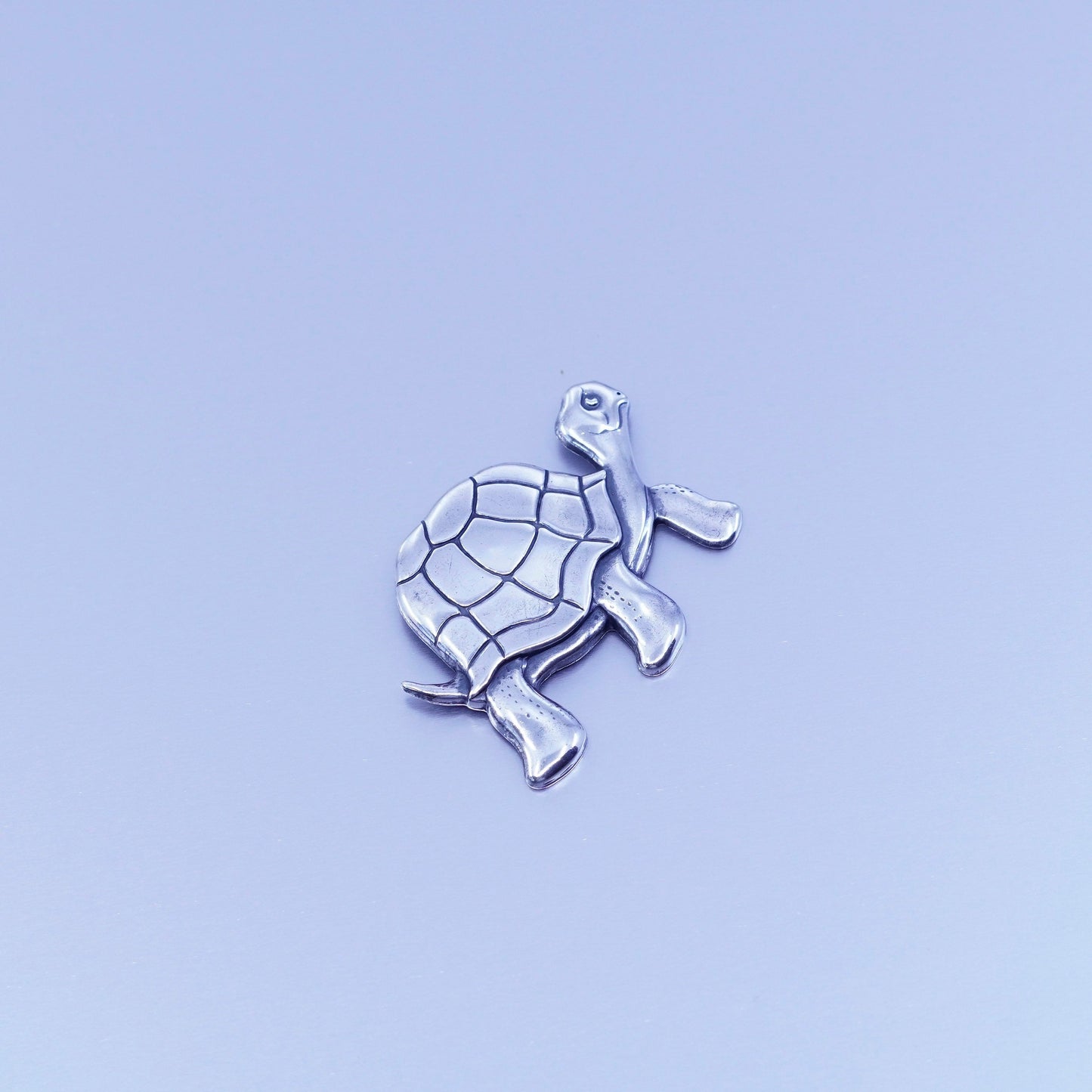 Vintage sterling silver handmade brooch, 925 land turtle pin