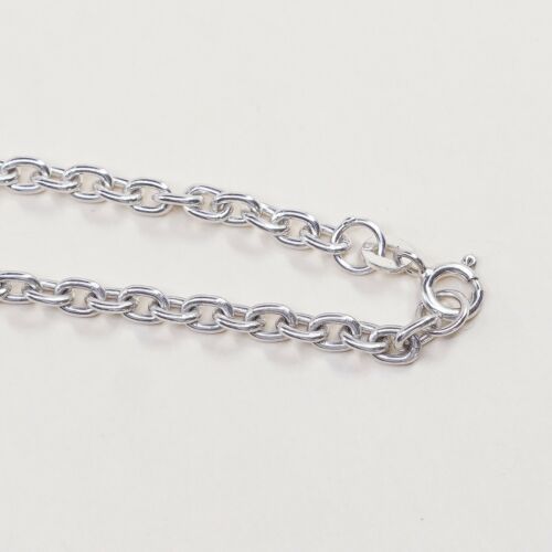 30”, 2mm, Vtg India 925 Sterling Silver Circle chain Necklace, Stamped 925