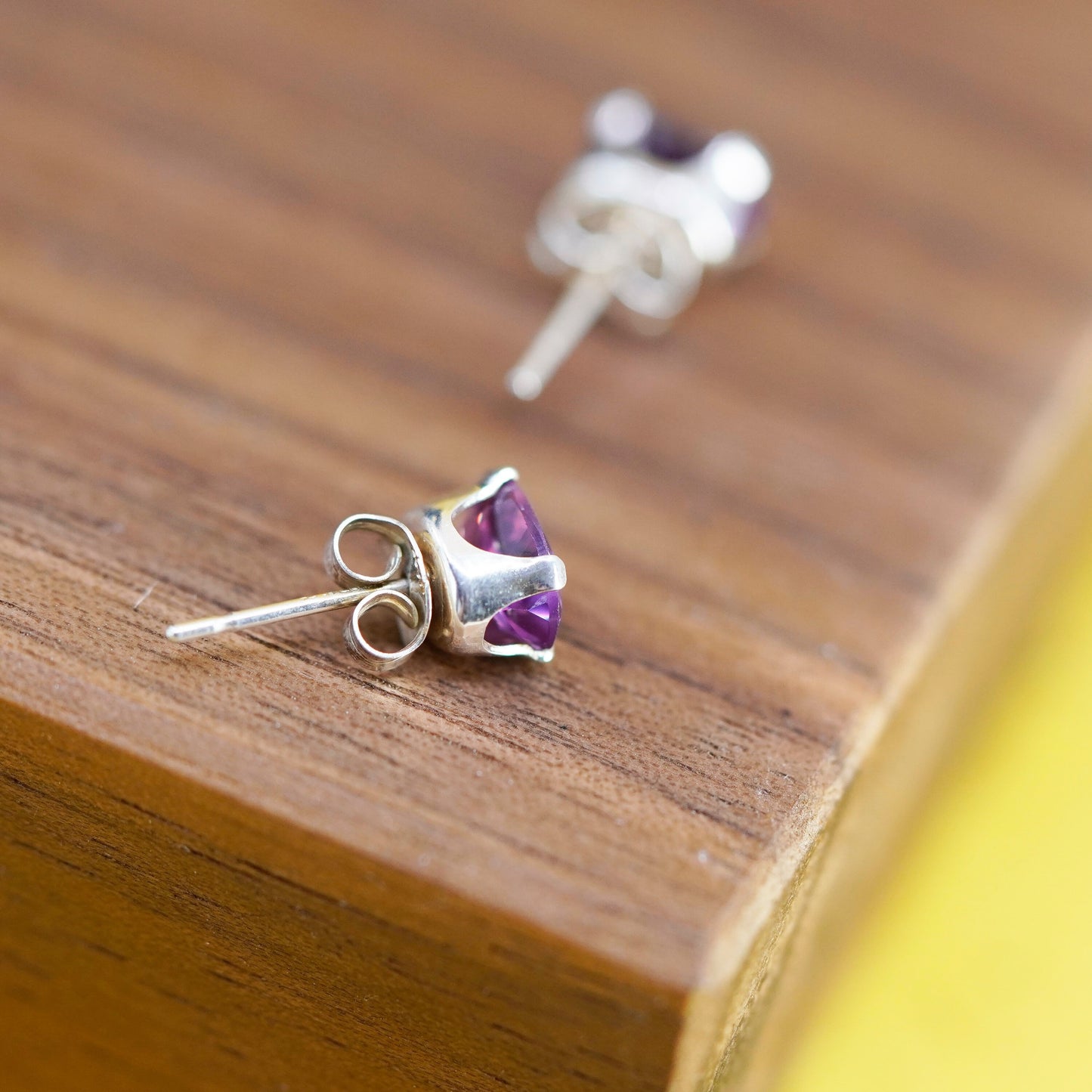Vintage Sterling 925 silver amethyst studs, earrings