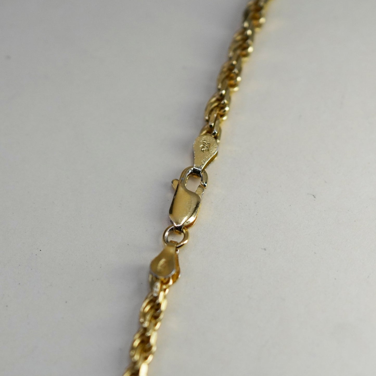 20”, vermeil gold over Sterling silver necklace bold 925 diamond cut rope chain