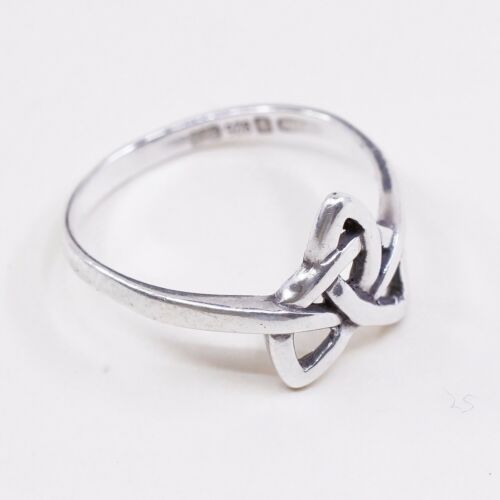 Sz 6.75. Vtg ENM Sterling Silver Handmade Ring, 925 Band W/ Irish Celtic Knot