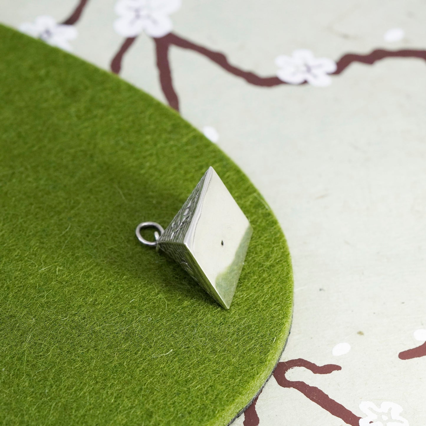 Vintage Egyptian sterling silver handmade pendant, 925 pyramid charm