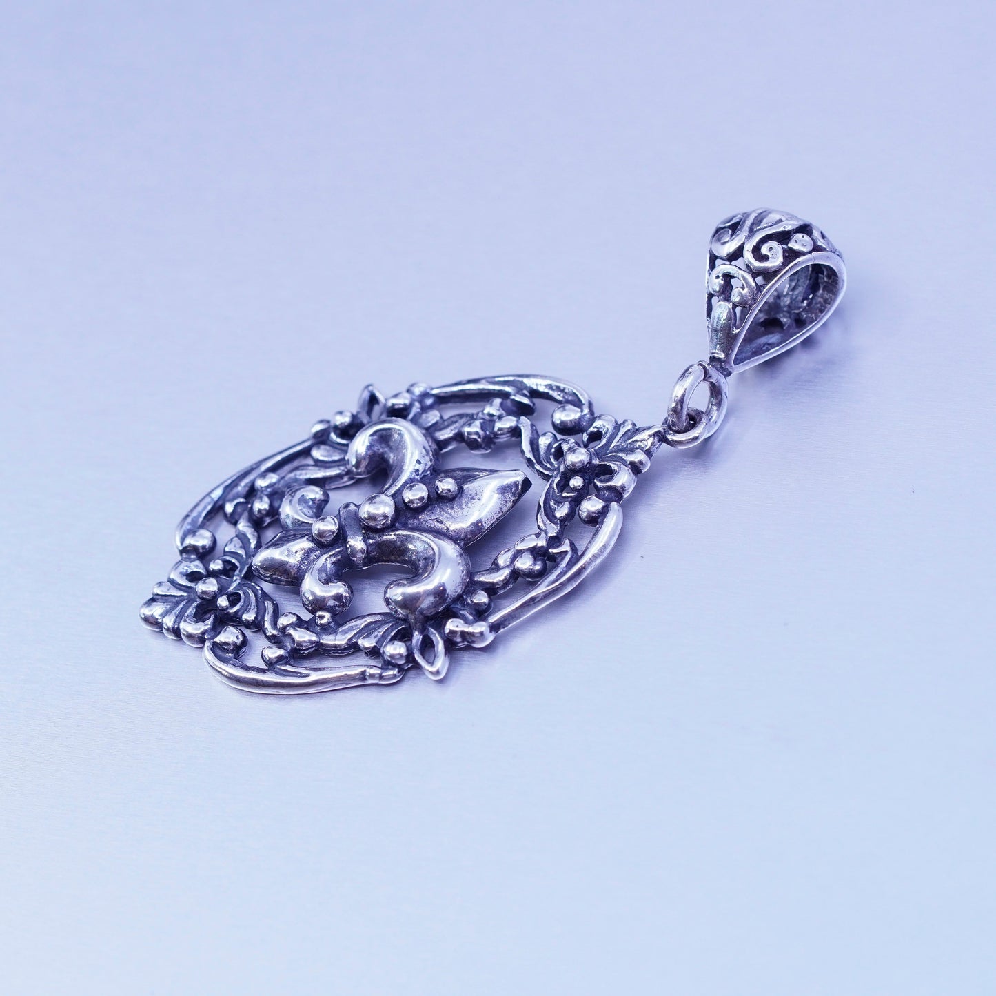 French symbol sterling 925 silver handmade filigree the fleur-de-lis pendant