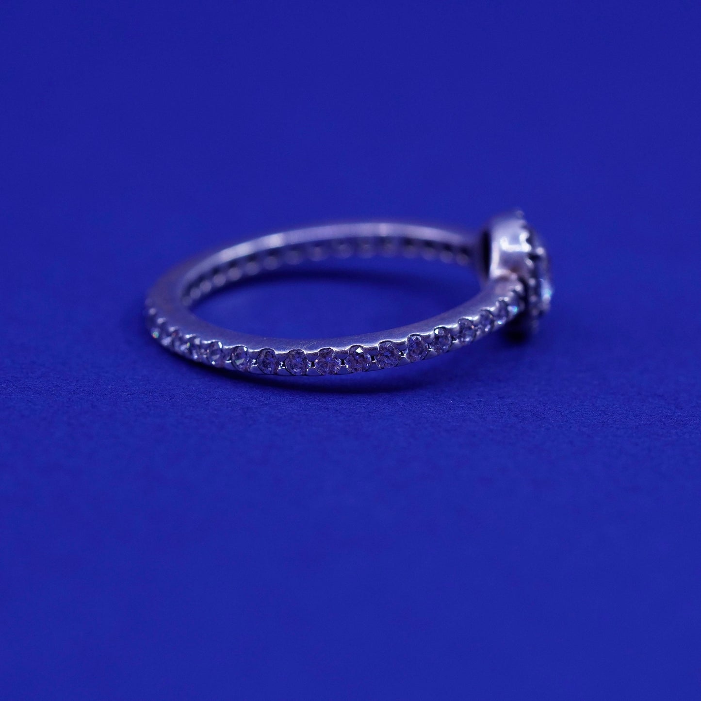 Size 7.75, vintage ALE sterling 925 silver engagement ring with cz
