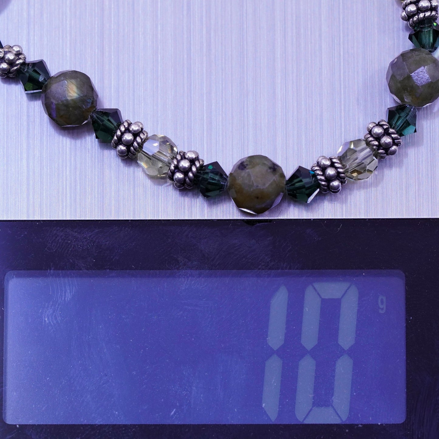 7”, Native American handmade Jasper beads bracelet with Sterling silver closure