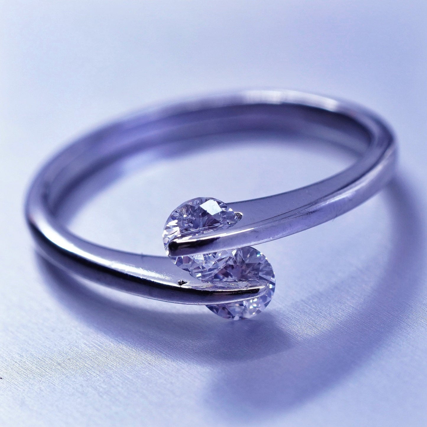 Size 7, vintage Sterling 925 silver handmade engagement ring with Cz