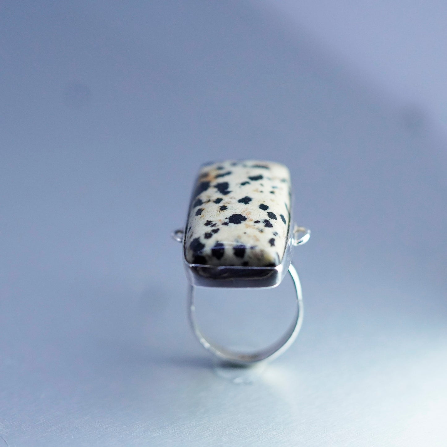Size 4, southwestern Sterling 925 silver handmade ring with Dalmatian Jasper