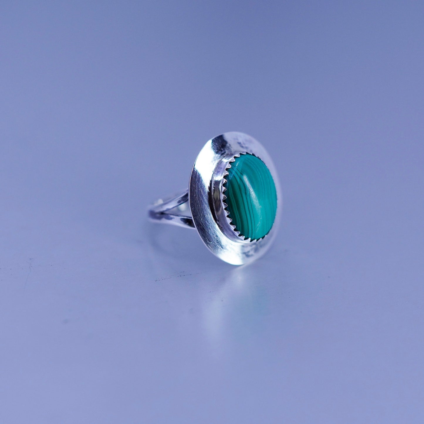 Size 6.5, Native American navajo Sterling 925 silver handmade ring malachite