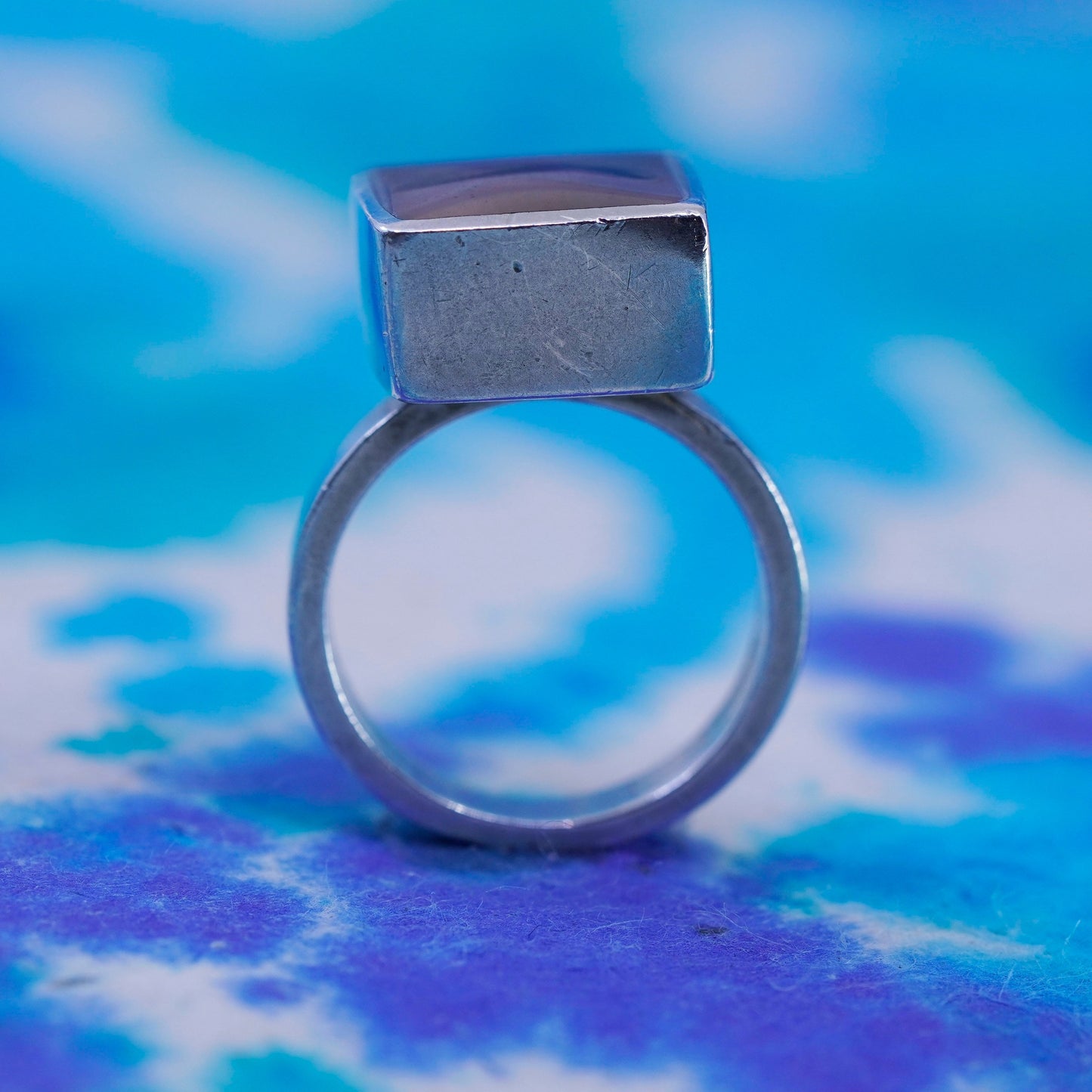 Size 4.75, vintage Sterling 925 silver handmade Statement ring with resin bird