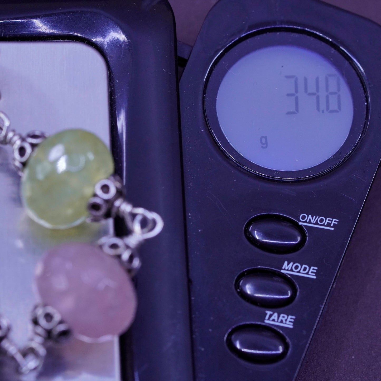7”, sterling 925 silver carved bracelet prehnite amethyst quartz citrine