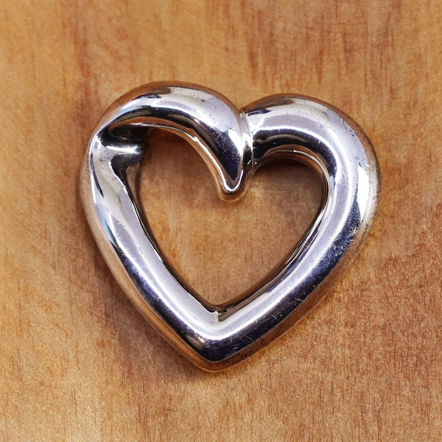 Vintage designer Sterling silver handmade pendant, solid 925 heart charm