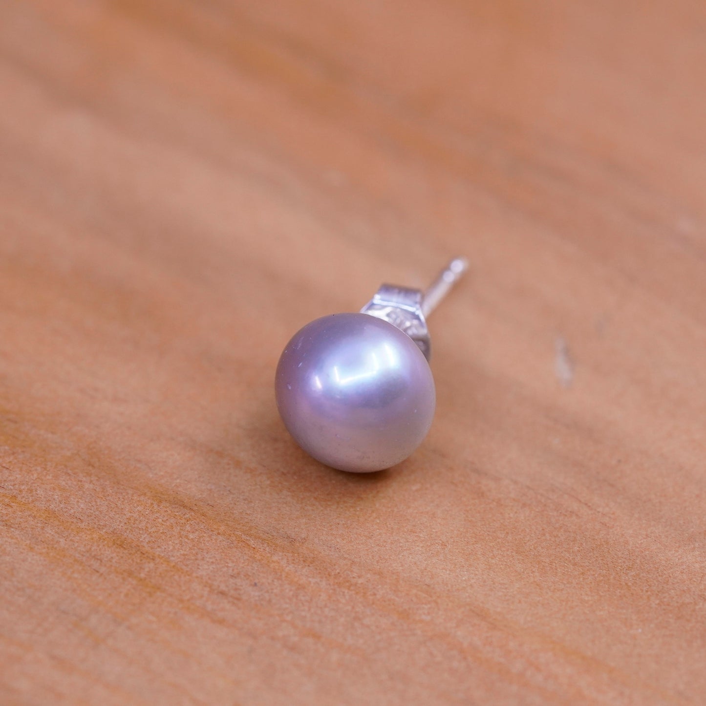 Vintage Sterling silver handmade earrings, 925 gray pearl studs