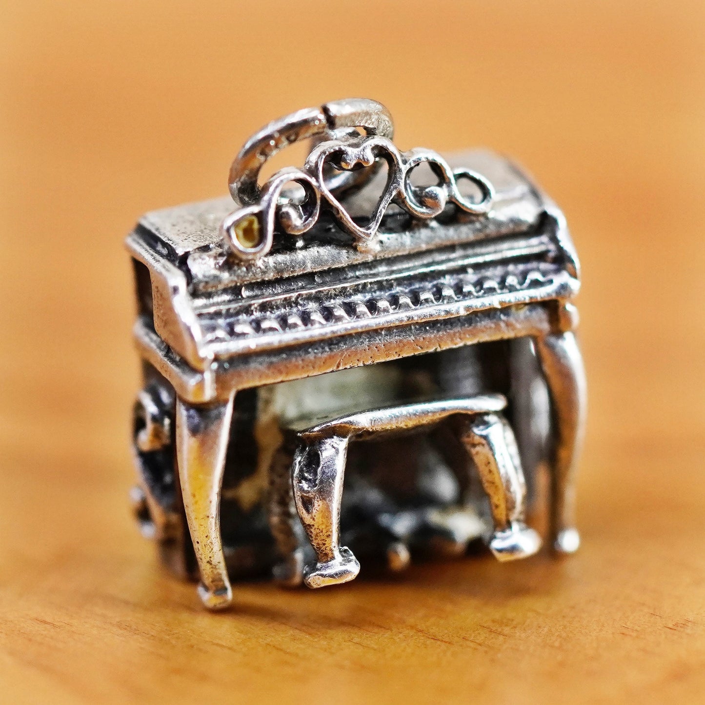 Vintage Sterling silver handmade pendant, 925 piano charm