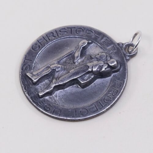 Hayward Sterling Silver handmade Pendant 925 Tag W/ Saint Christopher Protect Us