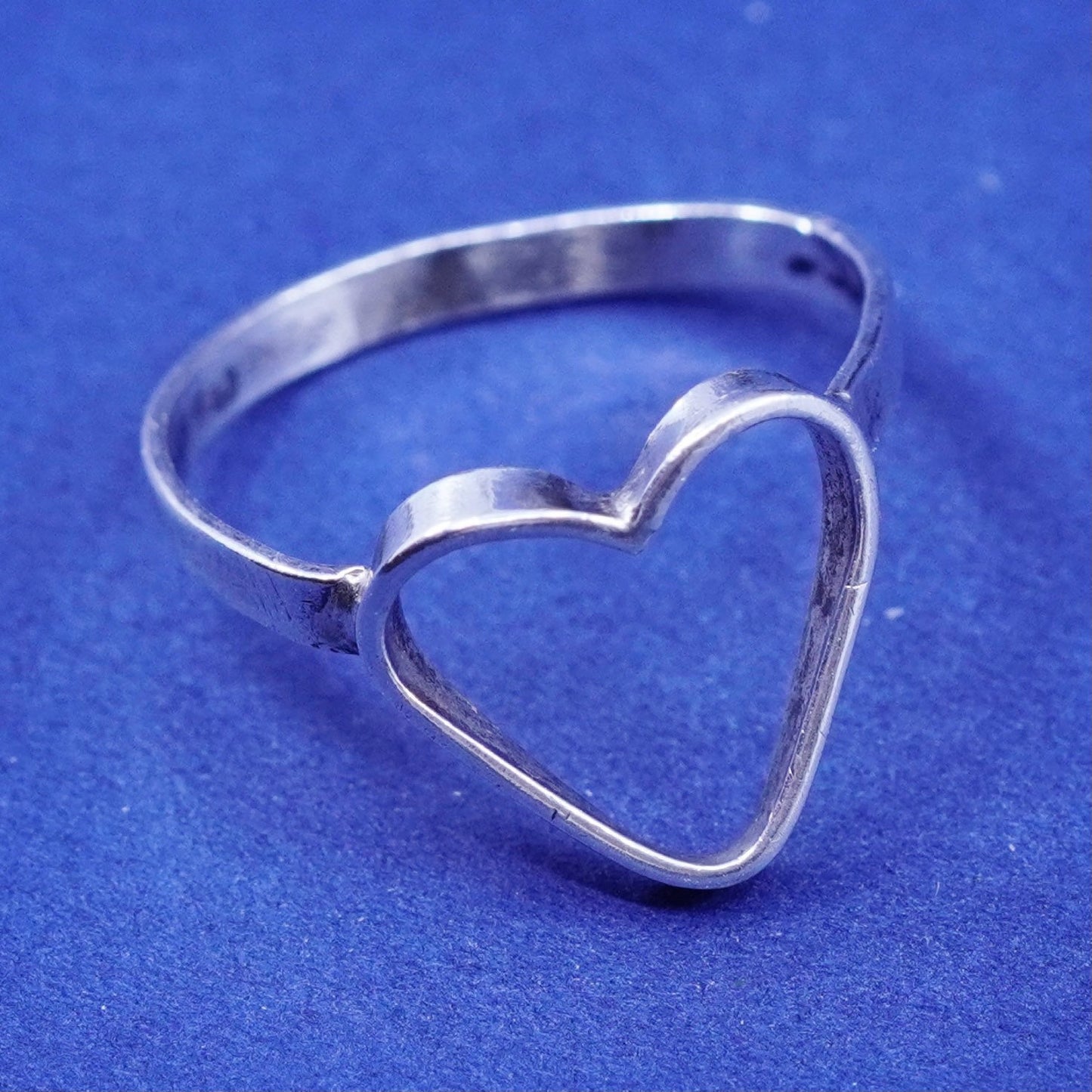 Size 8.25, vintage sterling silver handmade ring, 925 heart band