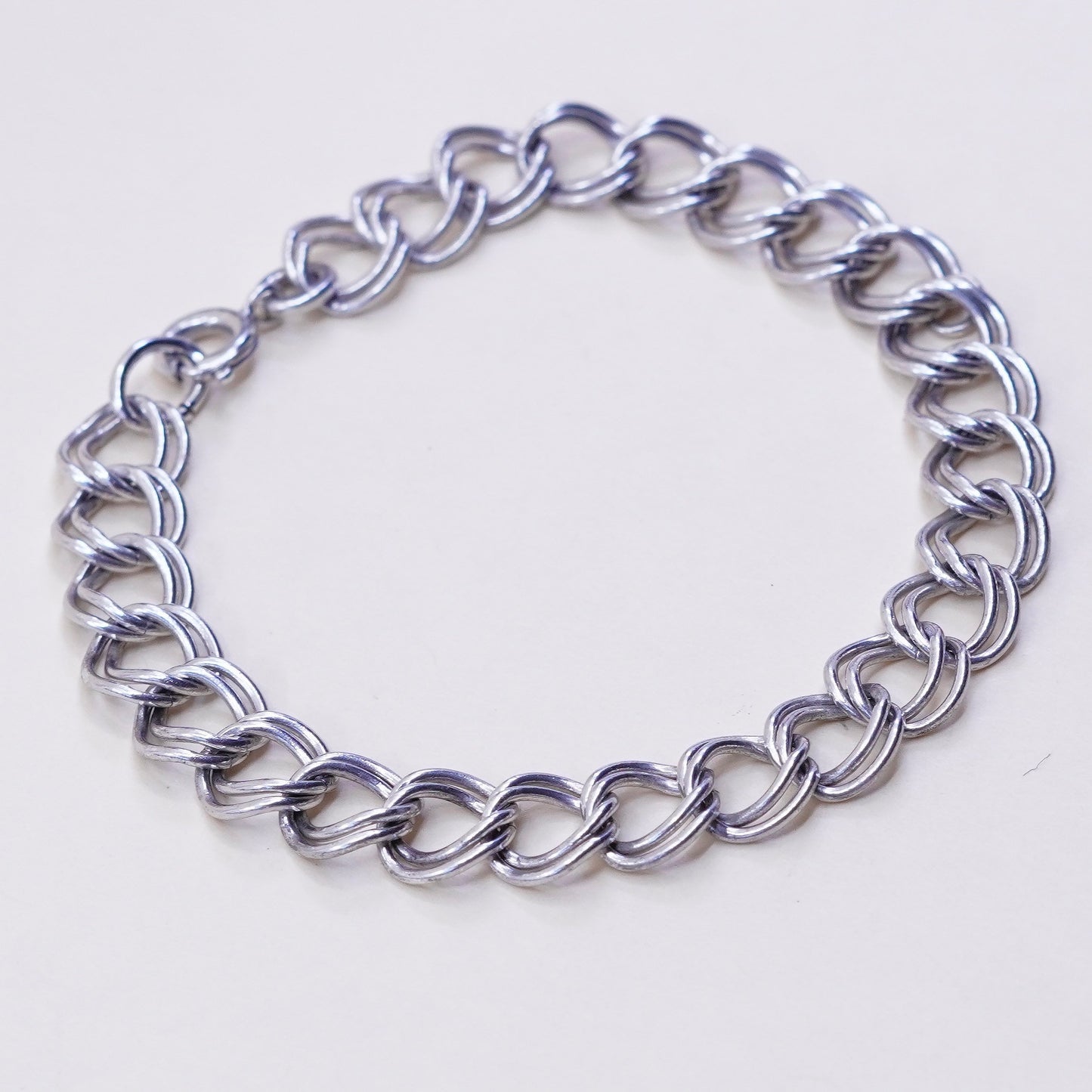 6.75”, 8mm, Vintage sterling silver bracelet, 925 double curb chain