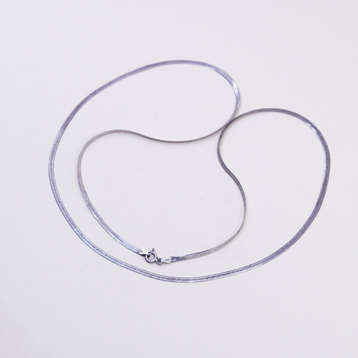29”, 3mm, Vintage sterling silver necklace, Italy 925 herringbone chain