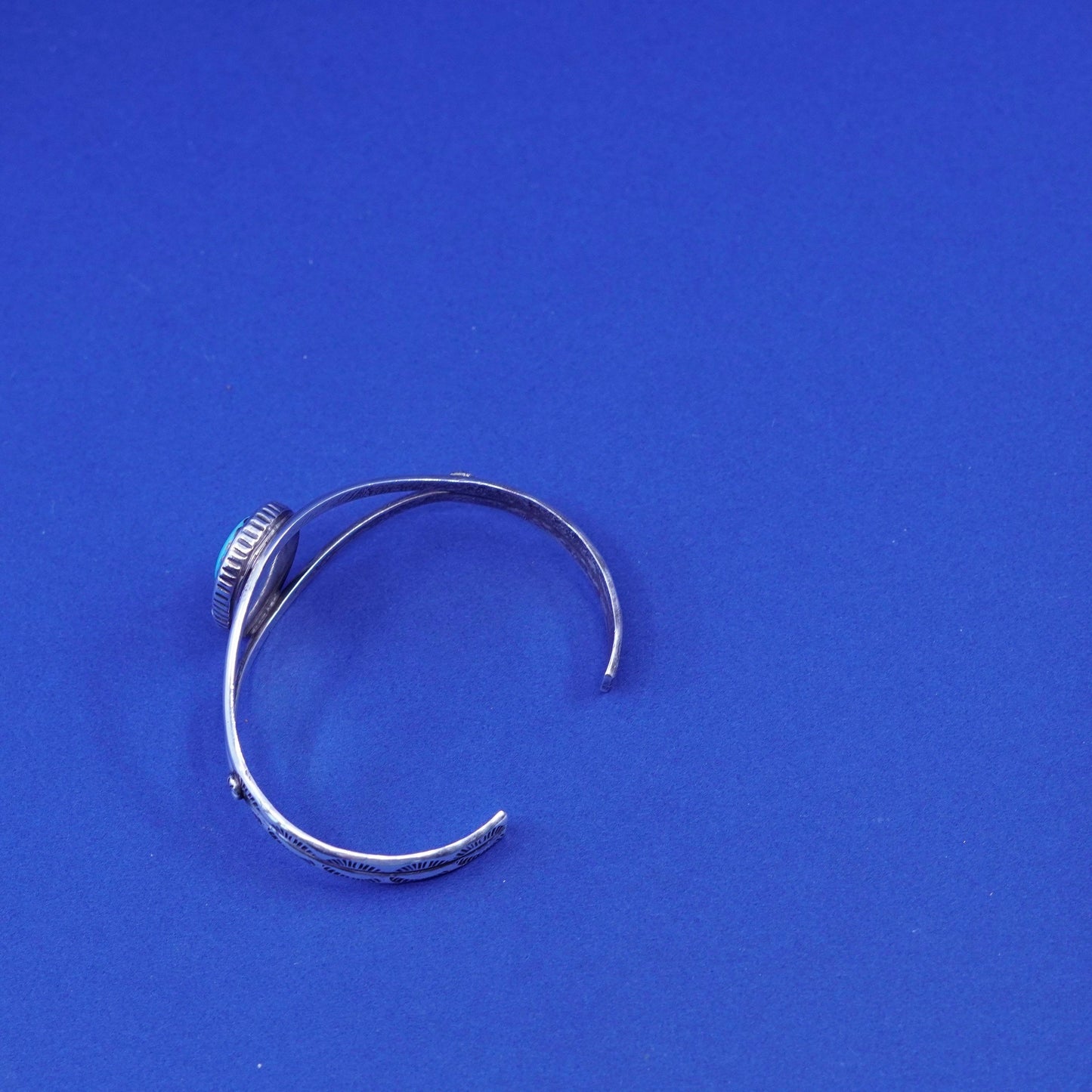 6”, Native American Sterling silver handmade bracelet, 925 cuff with turquoise