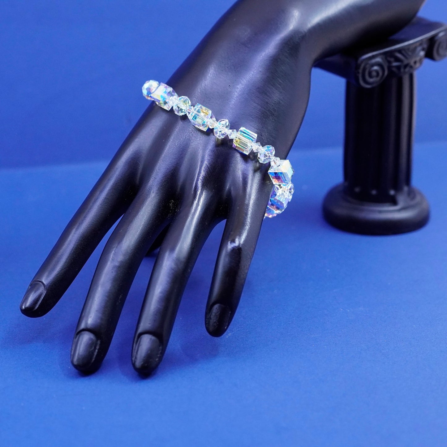 7+2”, Gorgeous Sterling 925 silver handmade with Swarovski crystal beads