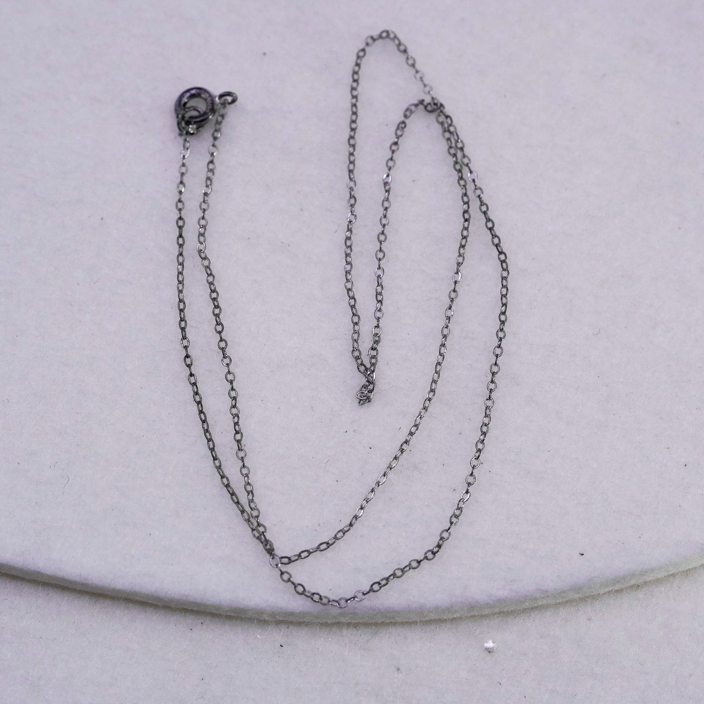 16” 1mm, vintage Italy Sterling 925 silver circle chain necklace