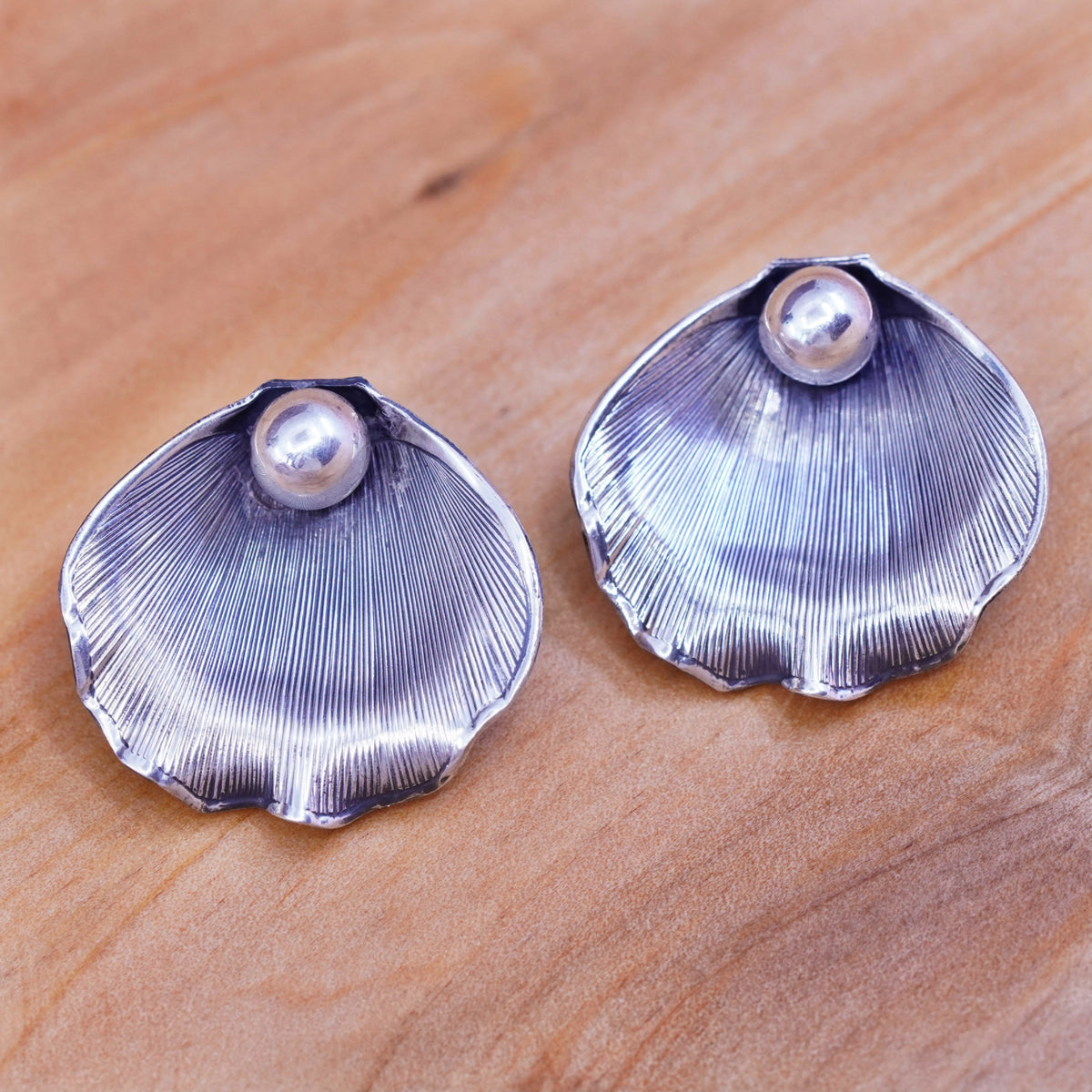 Vintage Sterling silver handmade clip on, 925 modern flower earrings