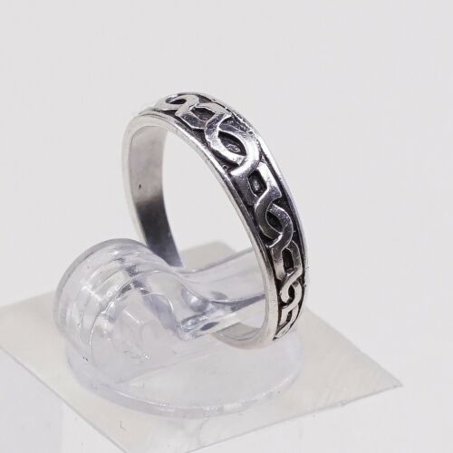 Sz 3.75, Vtg Sterling Silver Handmade Ring, Woven Braided 925 Open End Band