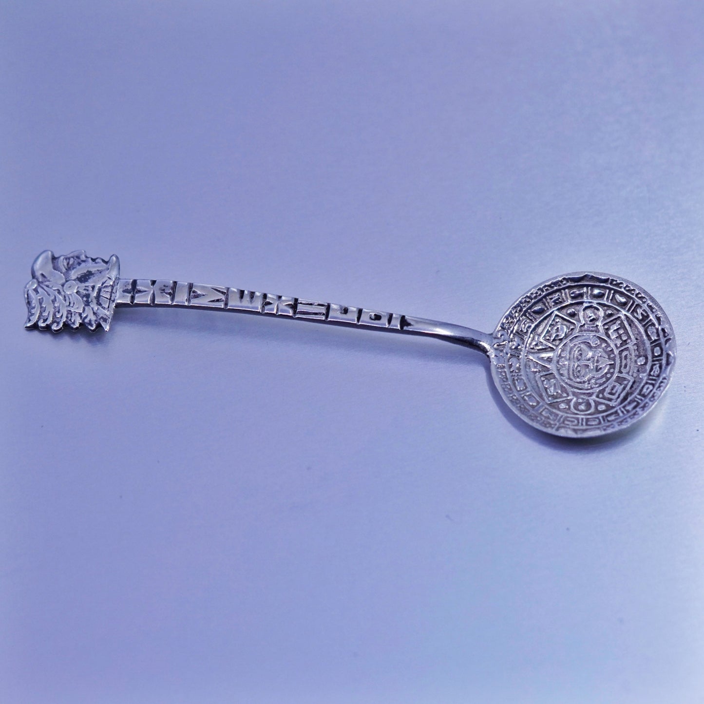 Vintage Sterling 925 silver handmade Mayan calendar spoon