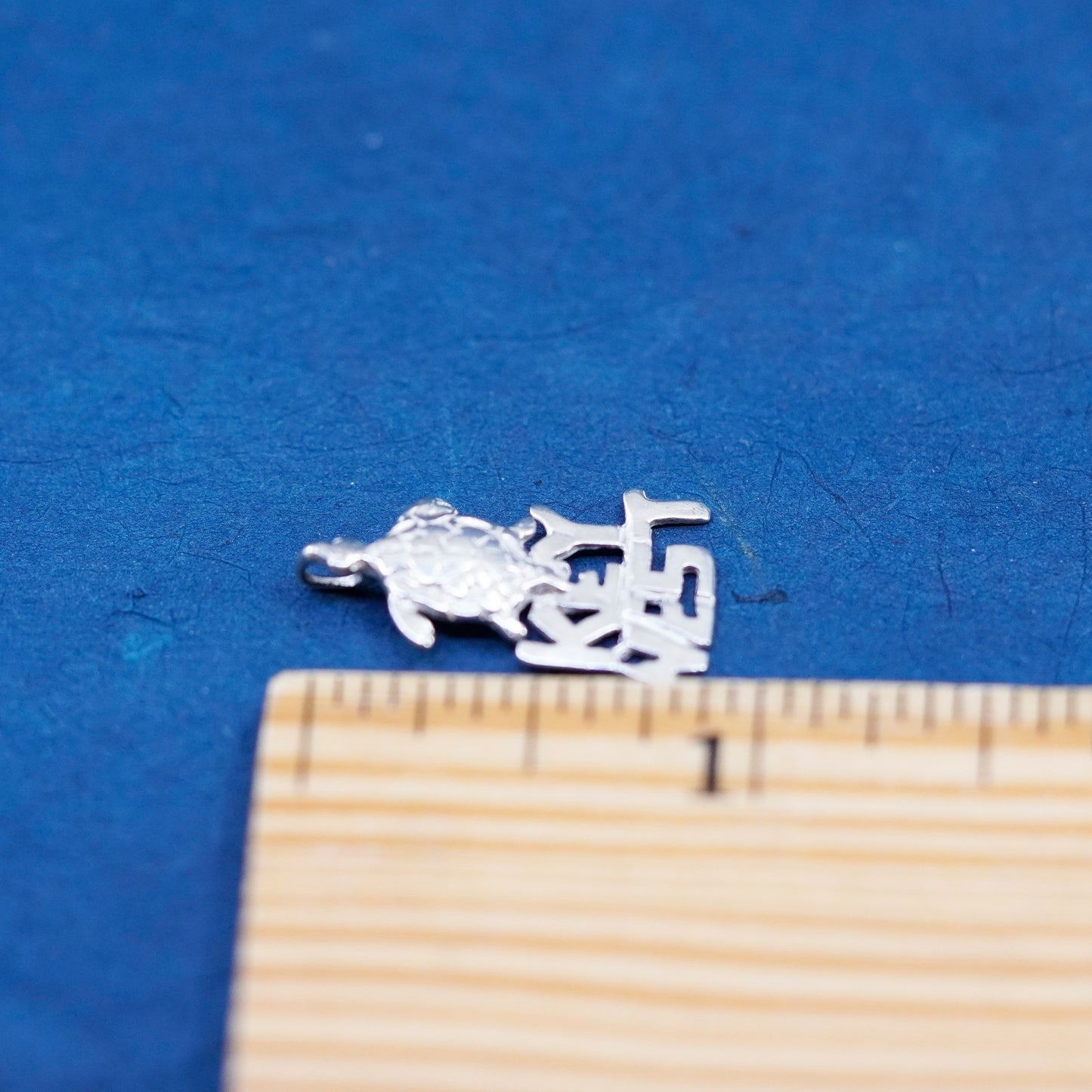 Vintage Sterling silver handmade pendant, 925 sea turtle charm with key west