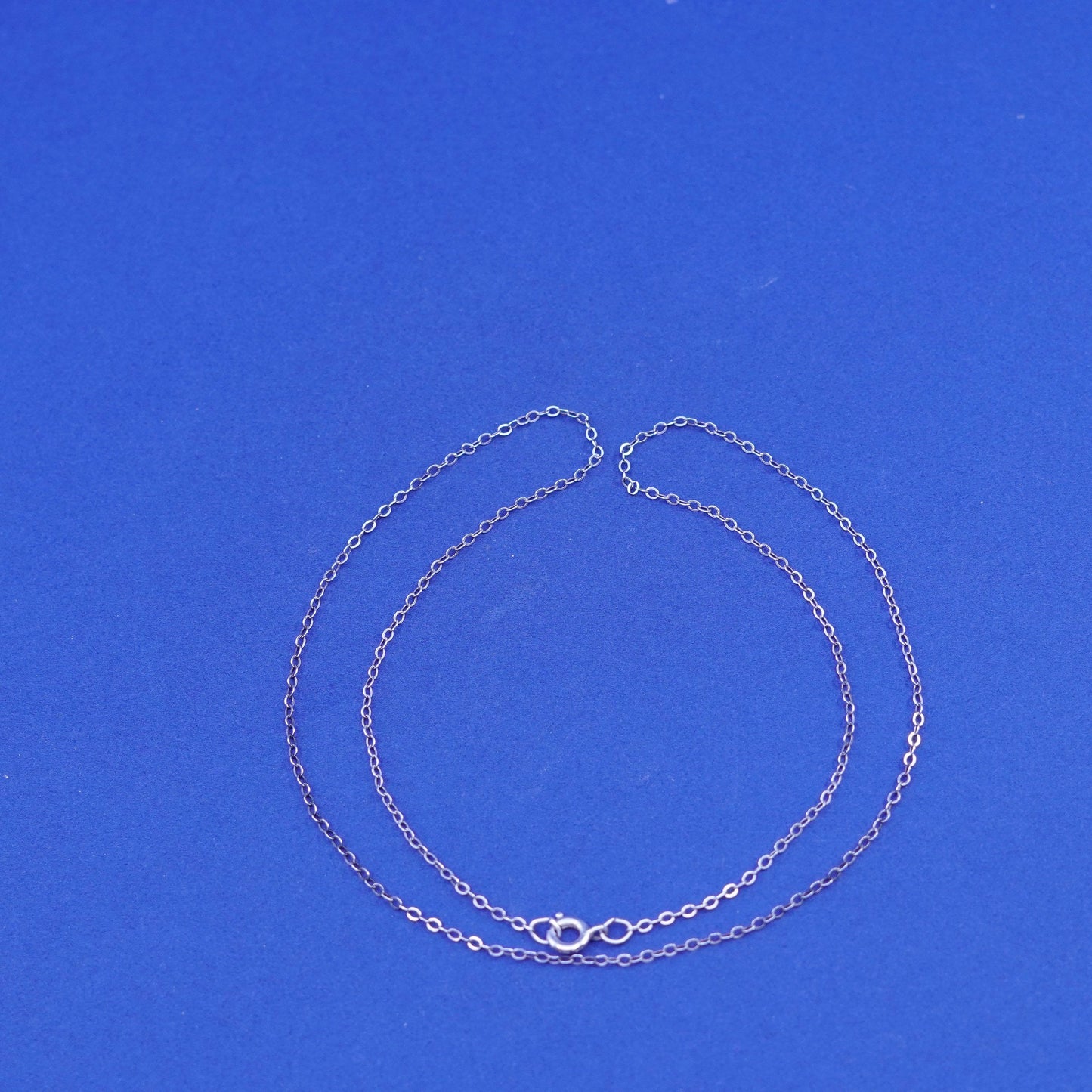 18”, 1mm, vintage Sterling silver handmade necklace, 925 flatten circle chain