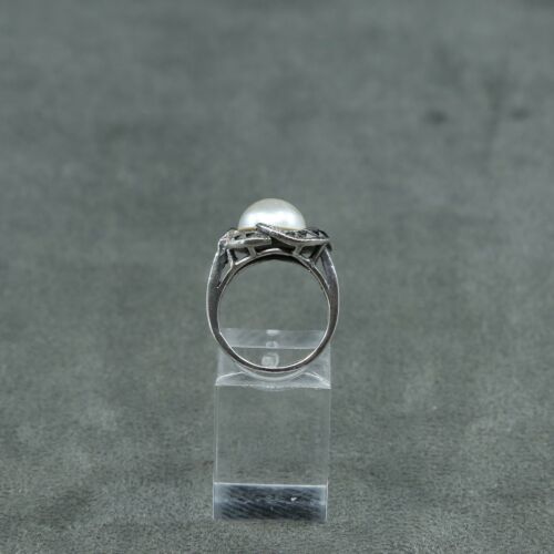 Sz 7, Vtg Sterling Silver Handmade Ring, 925 Silver W/ Faux pearl
