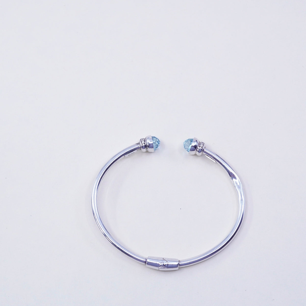 6.5”, Dyadema sterling silver contemporary bracelet, 925 bangle cushion topaz