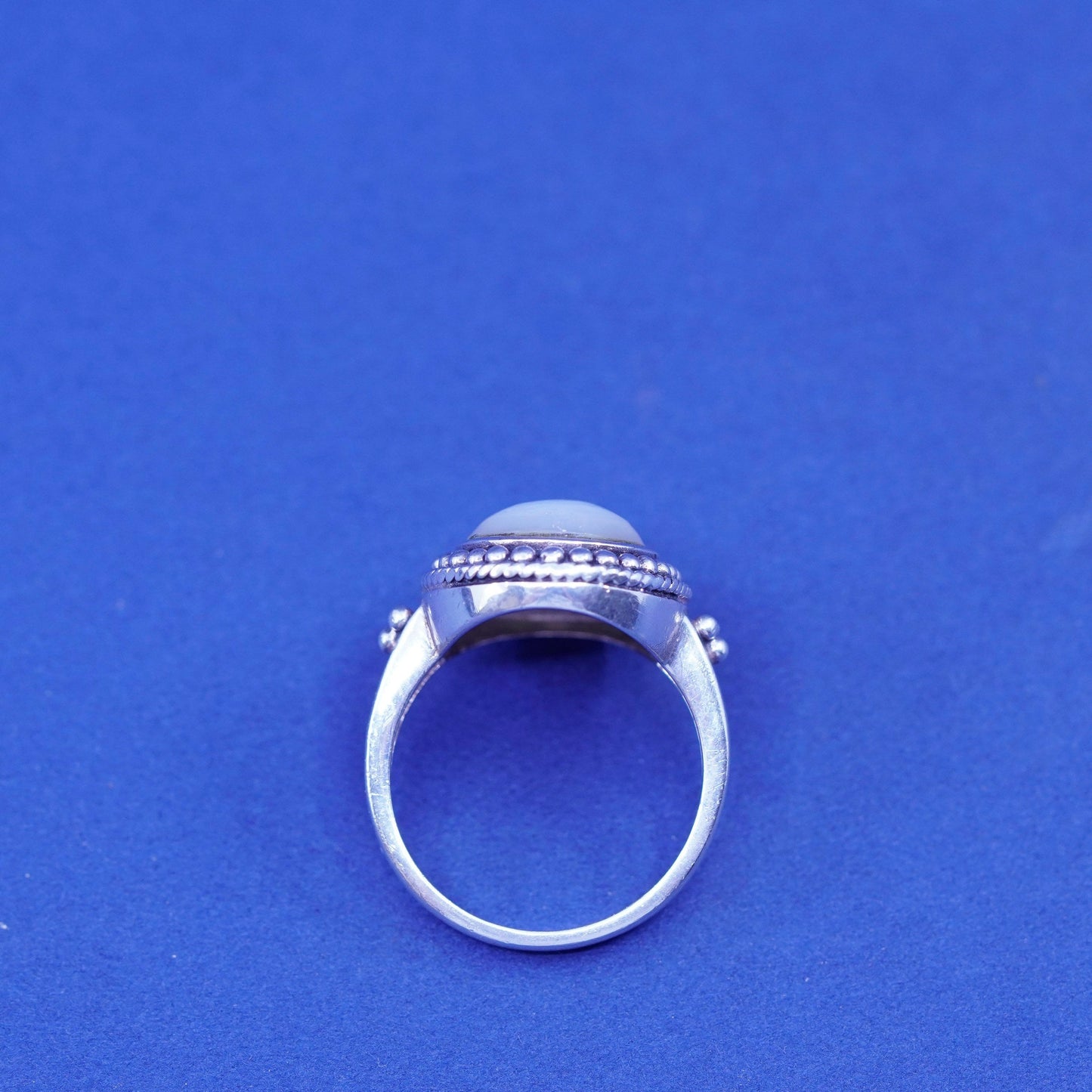 Size 8, vintage Sterling silver handmade ring, 925 band with moonstone beads