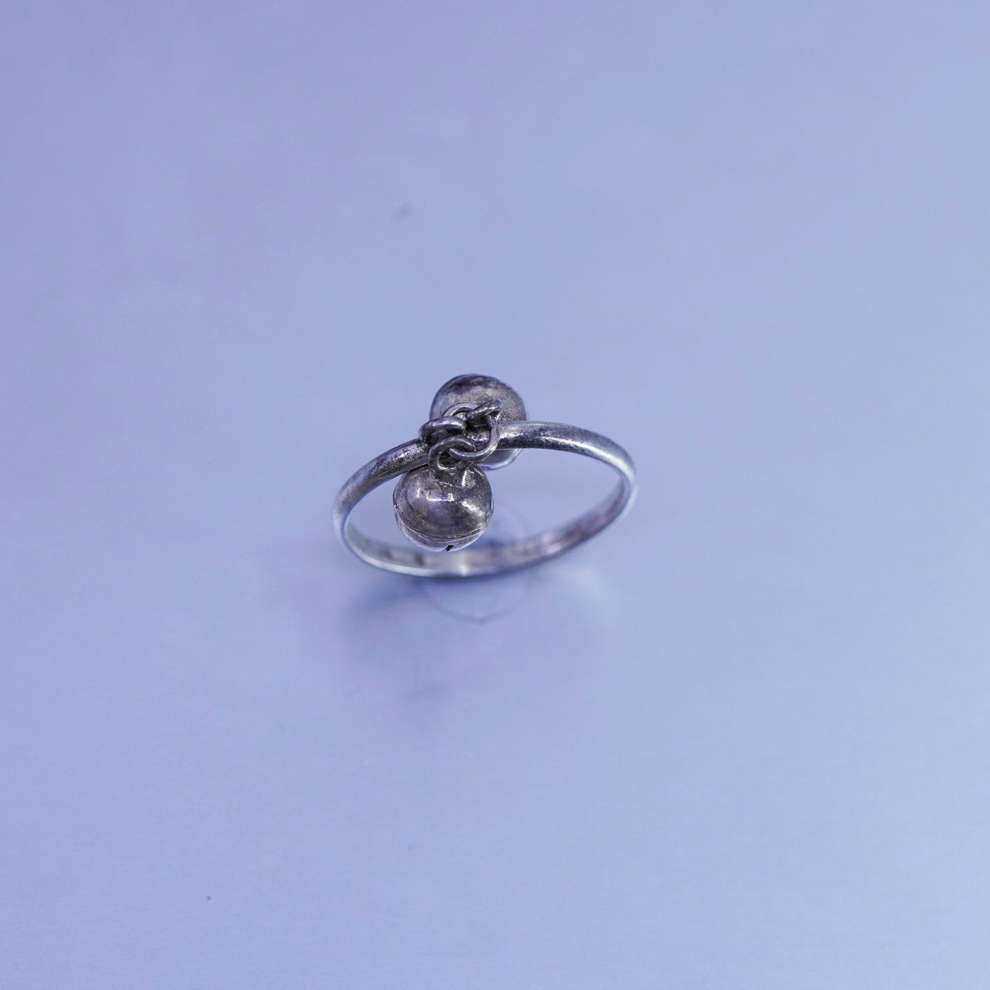 Size 8.75, southwestern Sterling 925 silver handmade ring, chime charm band