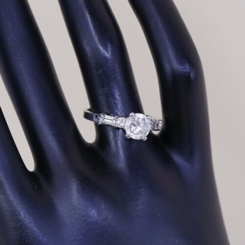 Sz 7.25, Vtg Sterling Silver Fashion Ring, 925 Silver Engagement Ring W/ Cz