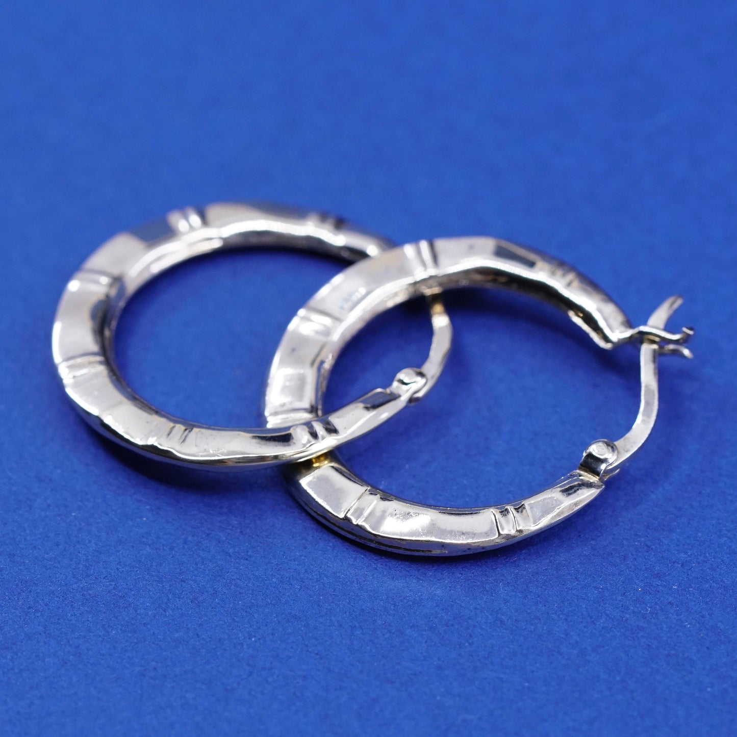 1”, vintage gold over Sterling 925 silver handmade hoop earrings, huggie