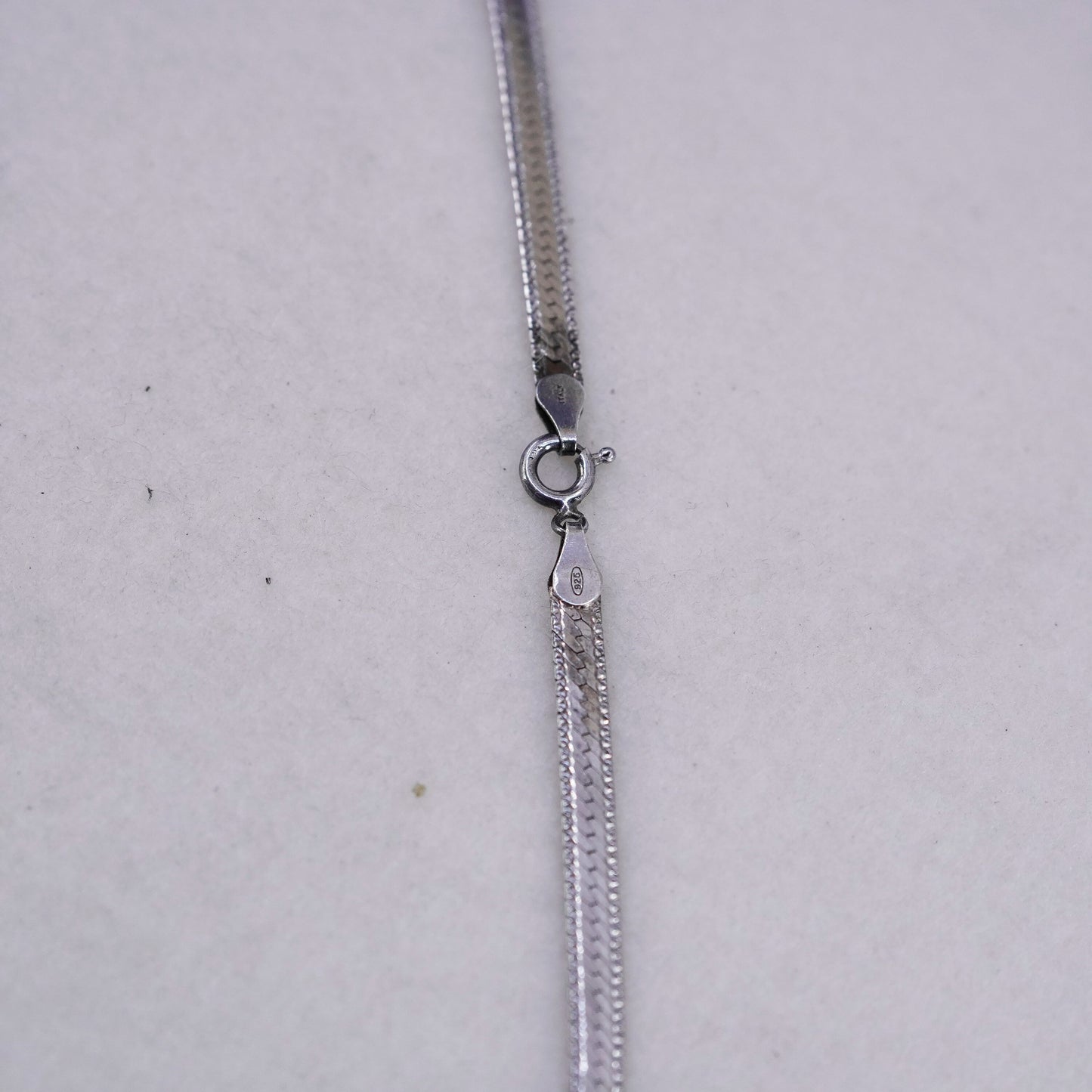 20” 5mm, vintage Italy Sterling 925 silver textured herringbone chain necklace
