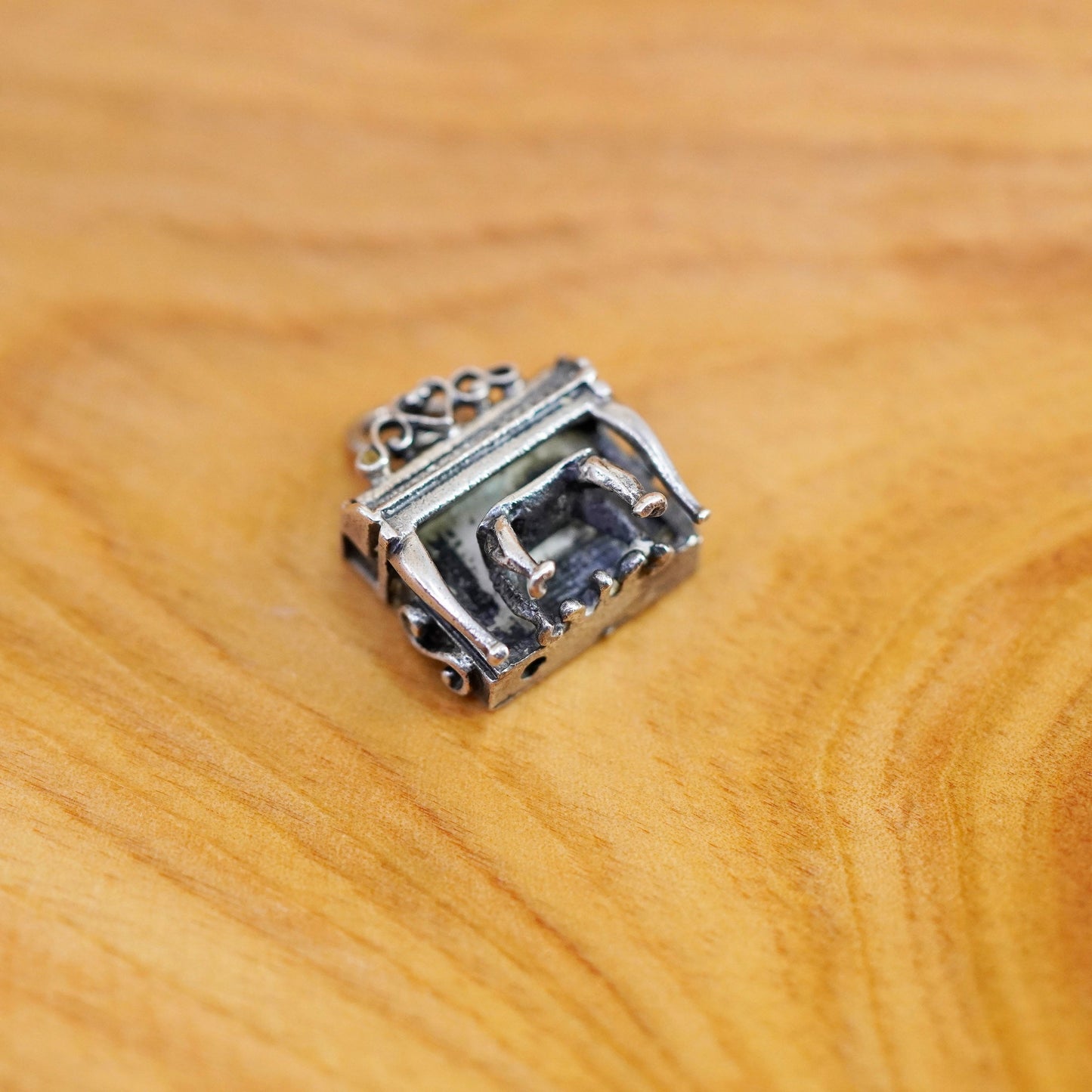 Vintage Sterling silver handmade pendant, 925 piano charm