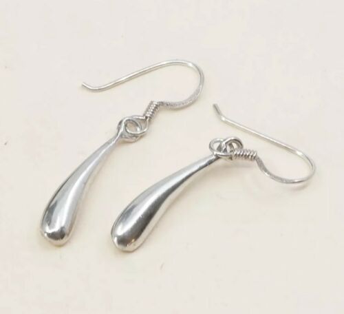 Vtg Sterling 925 Silver Handmade Puffy Teardrop Shaped Earrings