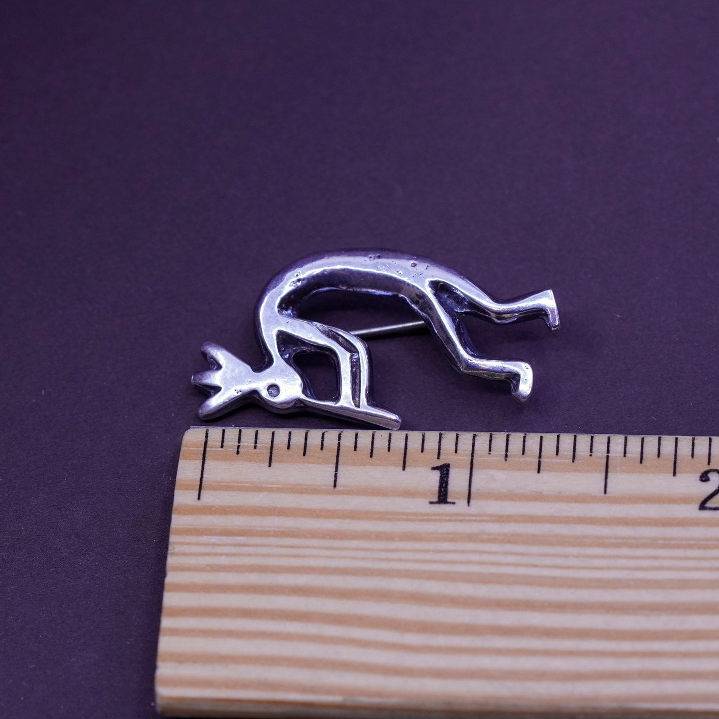 vtg Kokopelli Sterling 925 silver handmade brooch pin, Native American jewelry