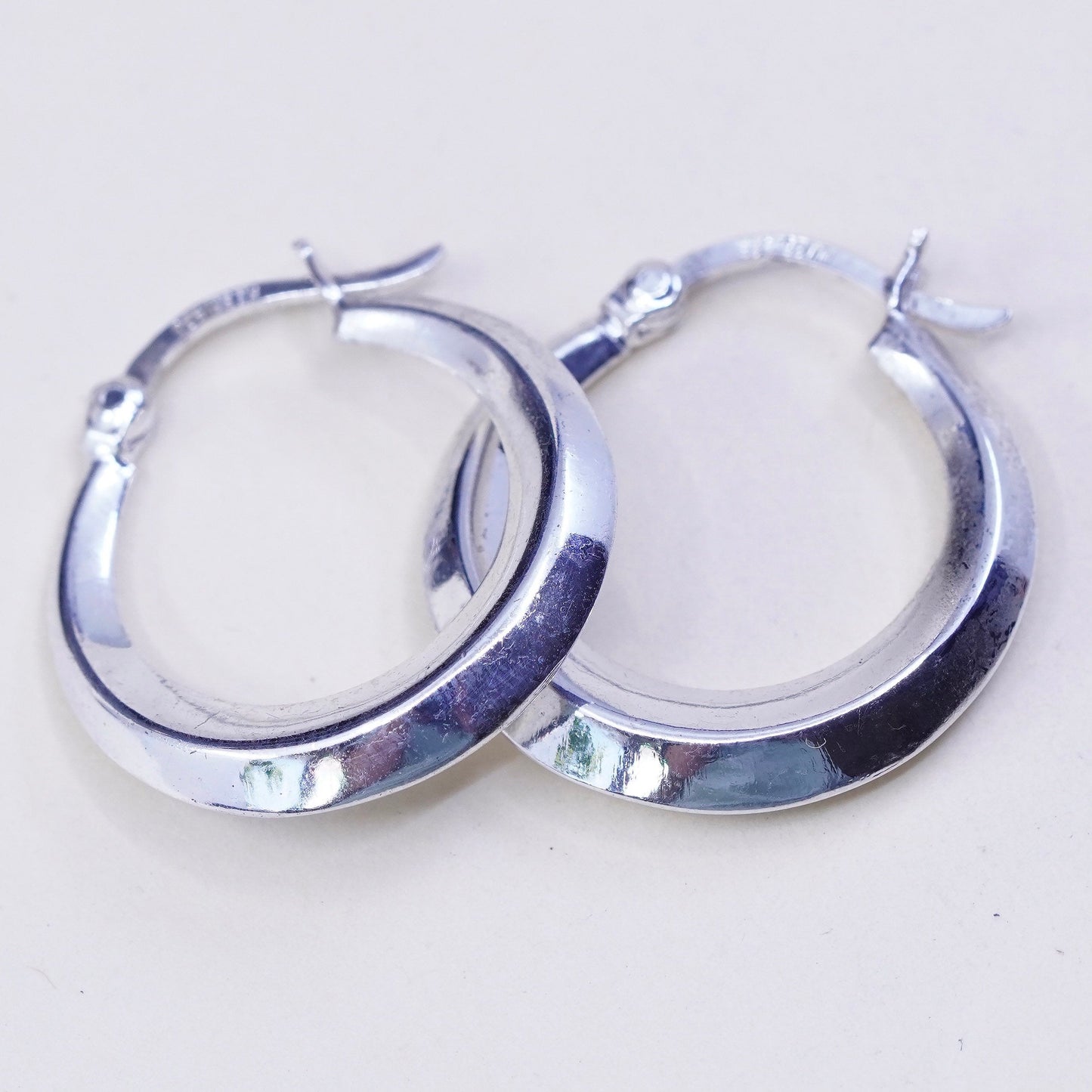 0.75”, sterling 925 silver loop earrings, fashion primitive ribbed hoops