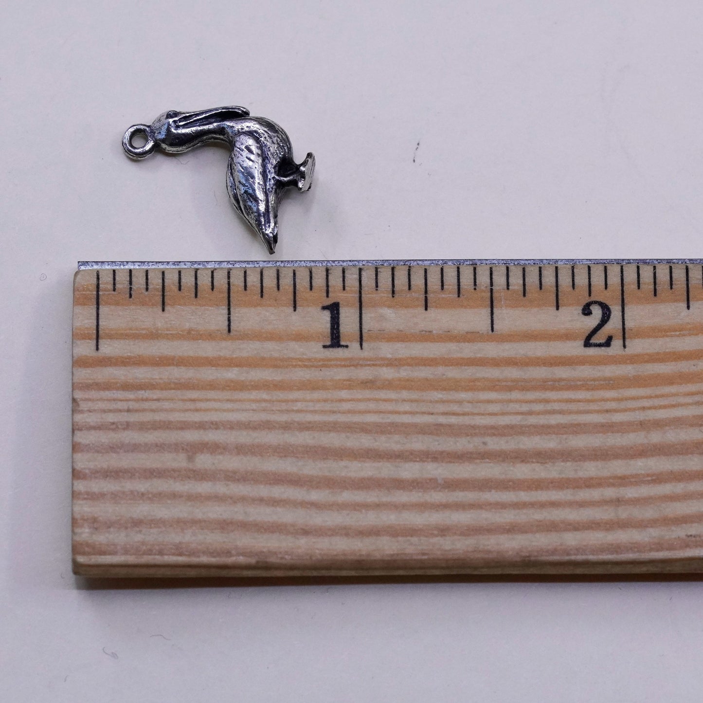 Vintage Sterling silver handmade pendant, 925 pelican bird charm