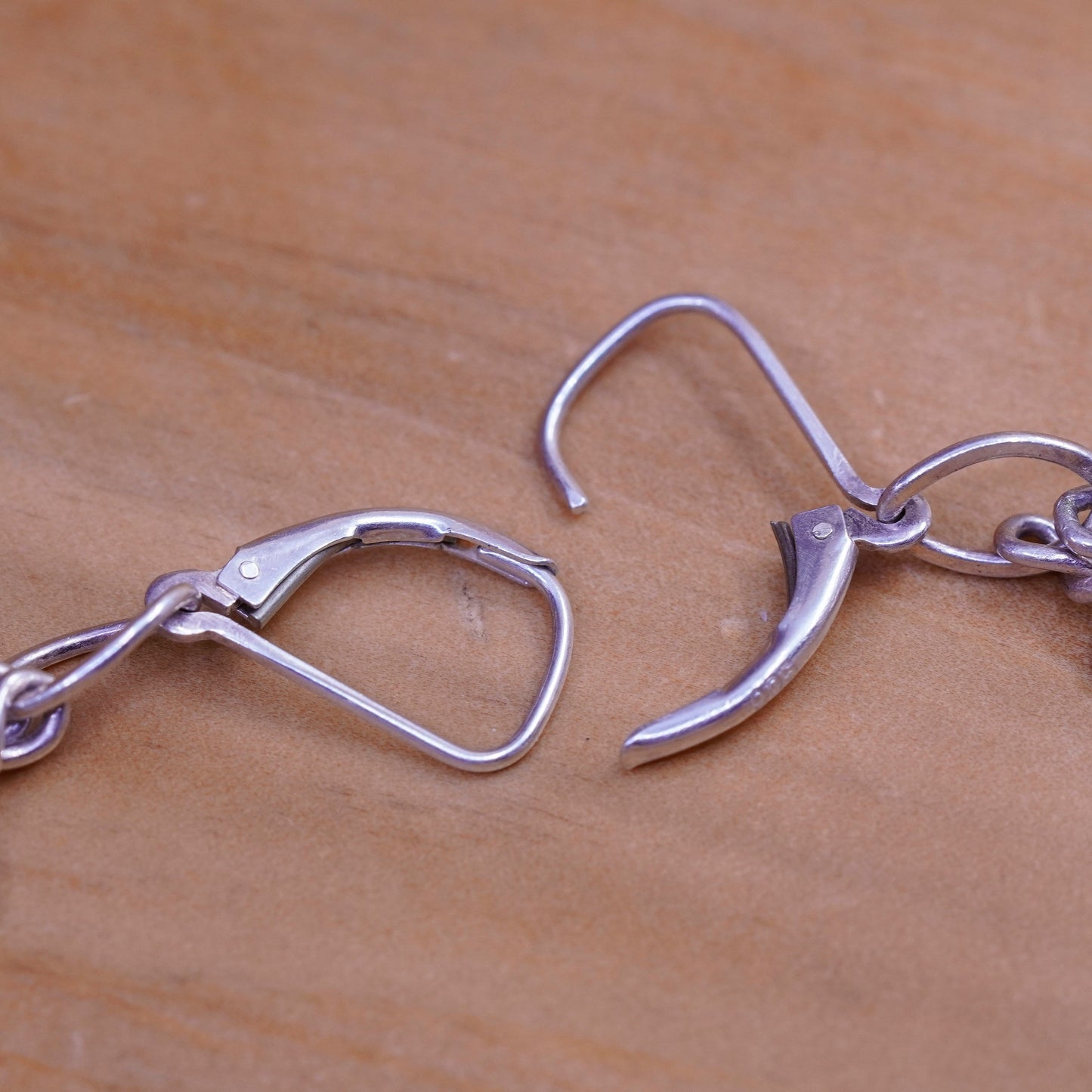 Vintage Sterling silver handmade earrings, hammered 925 Swarovski beads